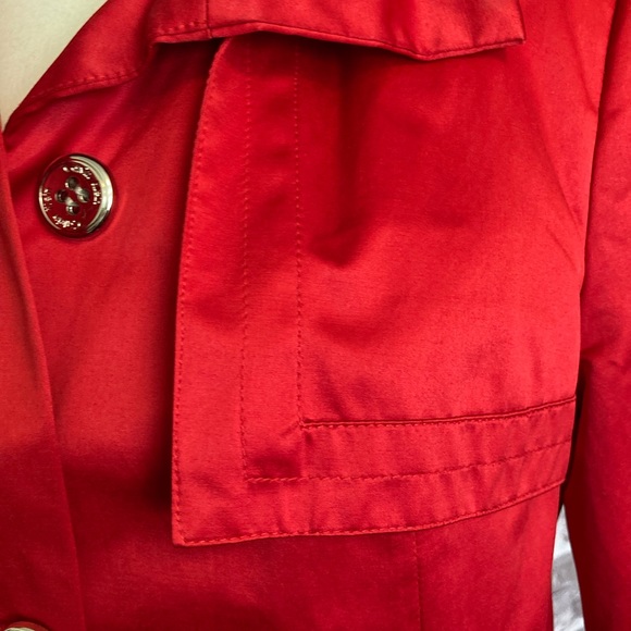 Darling, red sateen, Calvin Klein raincoat size small. - Picture 4 of 15